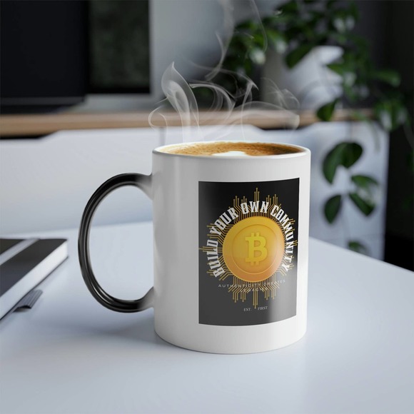 Build Community Bitcoin Crypto Color Changing Coffee Tea Cup Mug 11oz - Picture 1 of 8